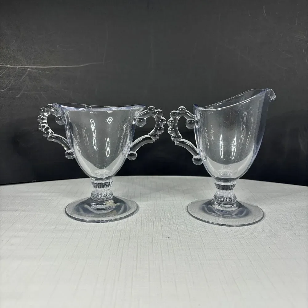 Imperial Glass Candlewick Pedestal Cream Sugar 1930s Depression Glass Vintage